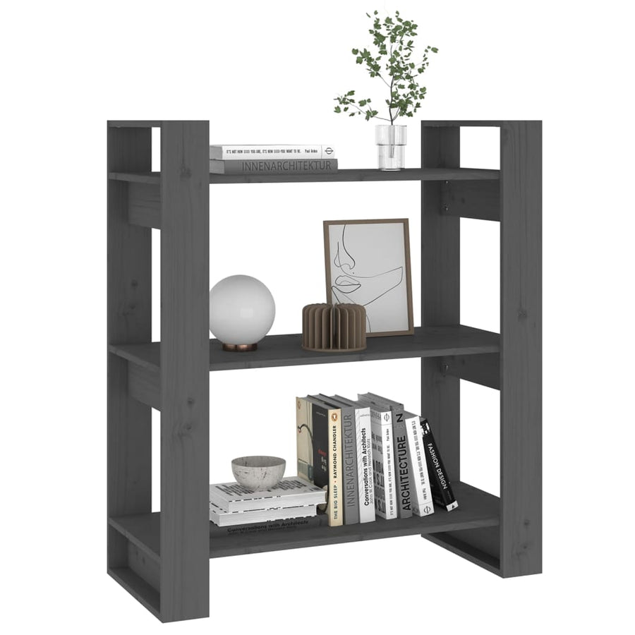 Boekenkast/Kamerscherm 80X35X9 Cm Massief Grenenhout Grijs