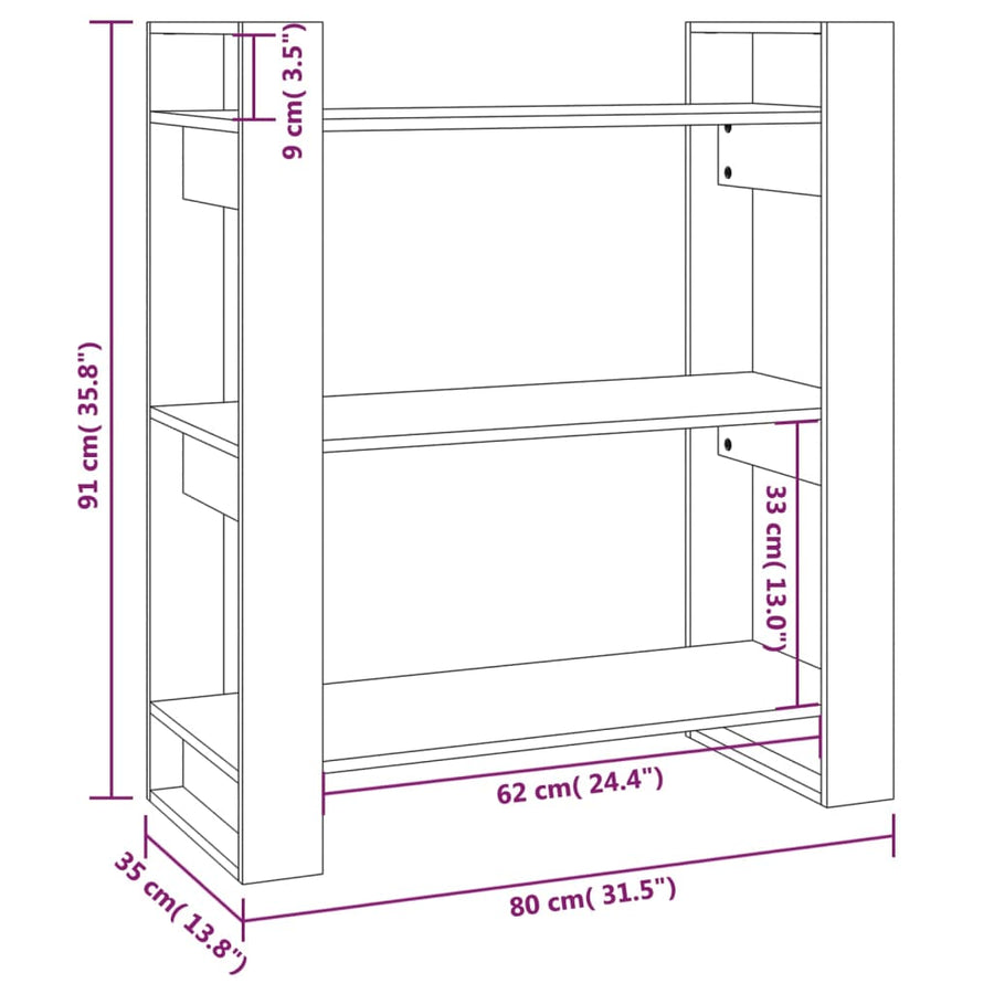Boekenkast/Kamerscherm 80X35X9 Cm Massief Grenenhout Grijs