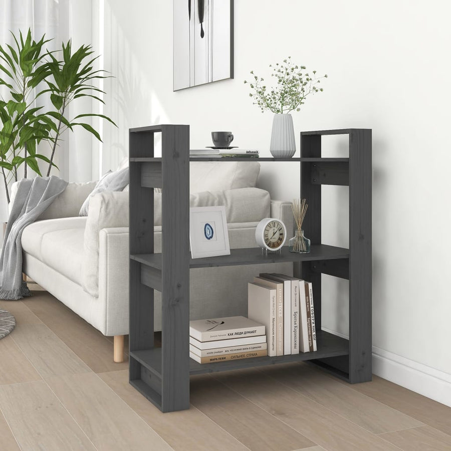 Boekenkast/Kamerscherm 80X35X9 Cm Massief Grenenhout Grijs