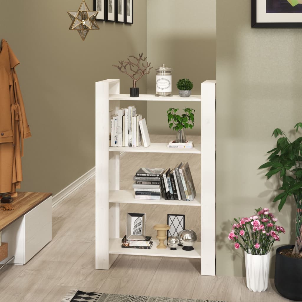 Boekenkast/Kamerscherm 80X35X25 Cm Massief Grenenhout Wit