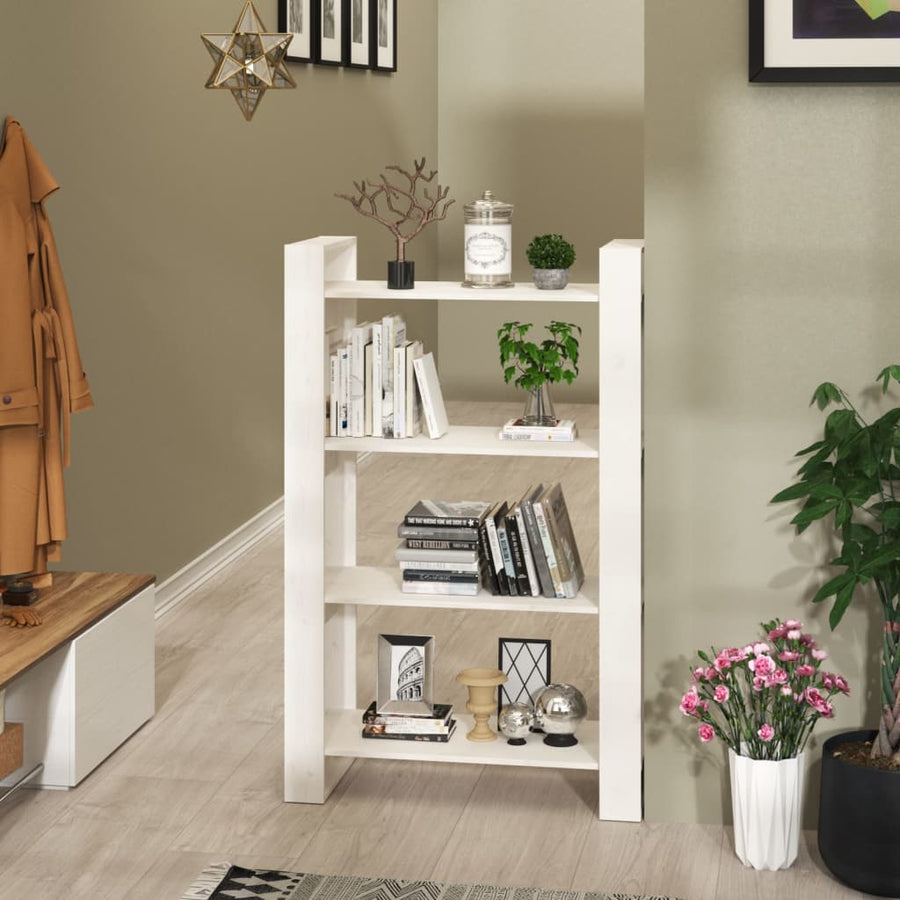 Boekenkast/Kamerscherm 80X35X25 Cm Massief Grenenhout Wit