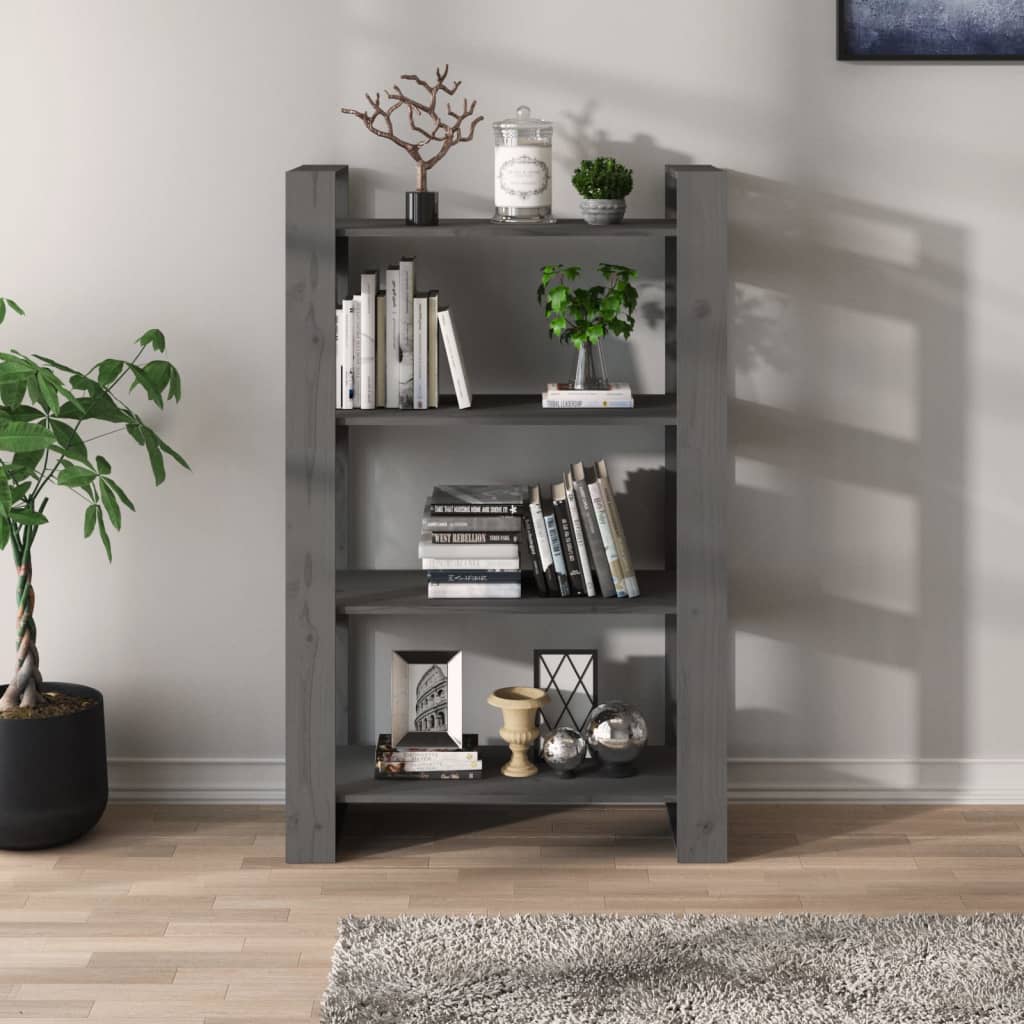 Boekenkast/Kamerscherm 80X35X25 Cm Massief Grenenhout Grijs
