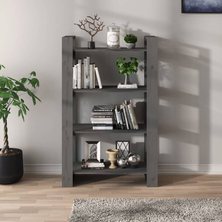 Boekenkast/Kamerscherm 80X35X25 Cm Massief Grenenhout Grijs