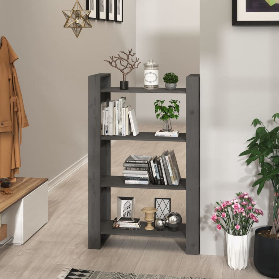 Boekenkast/Kamerscherm 80X35X25 Cm Massief Grenenhout Grijs