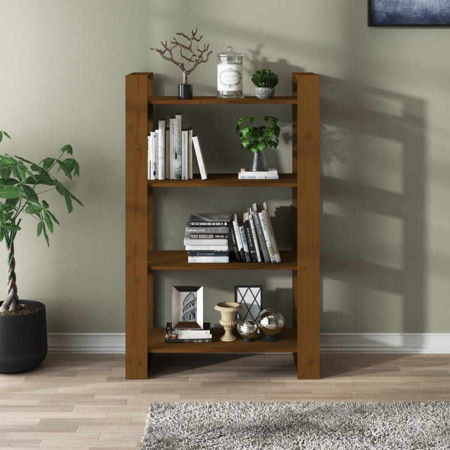 Boekenkast/Kamerscherm 80X35X25 Cm Massief Hout Honingbruin