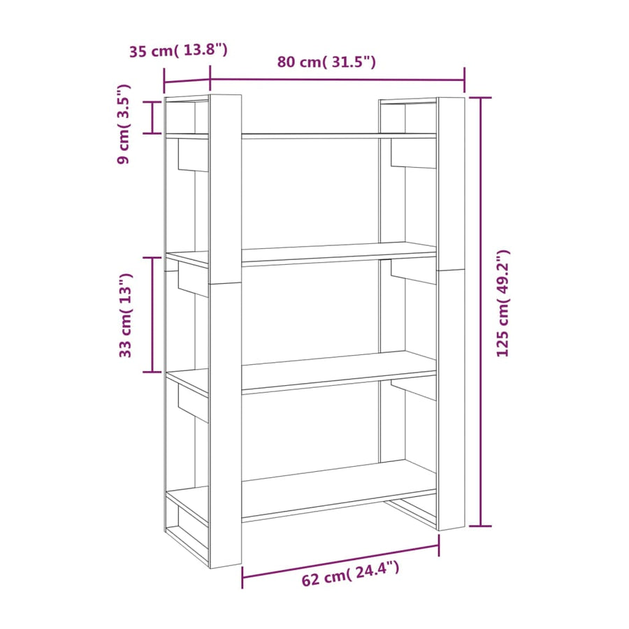 Boekenkast/Kamerscherm 80X35X25 Cm Massief Hout Honingbruin