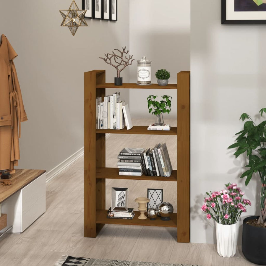 Boekenkast/Kamerscherm 80X35X25 Cm Massief Hout Honingbruin