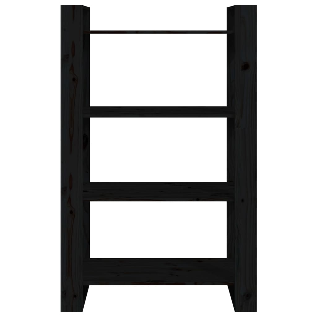 Boekenkast/kamerscherm 80x25x125 cm massief grenenhout zwart Zwart