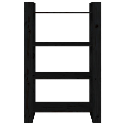 Boekenkast/kamerscherm 80x25x125 cm massief grenenhout zwart Zwart