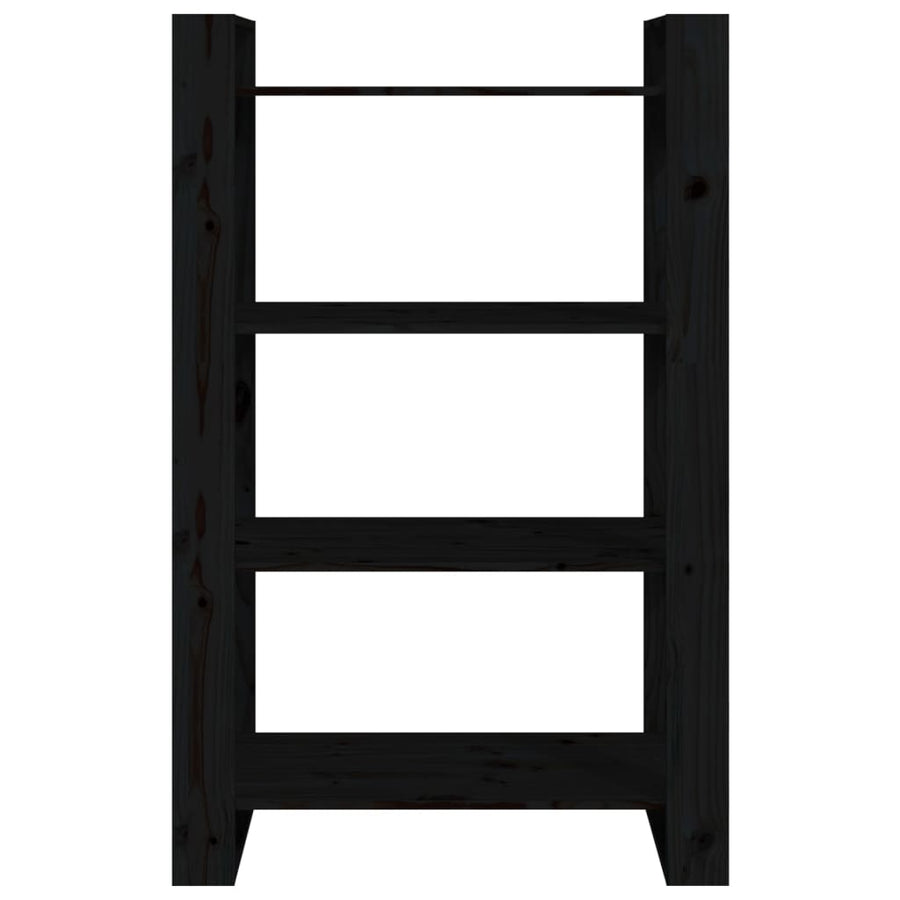 Boekenkast/kamerscherm 80x25x125 cm massief grenenhout zwart Zwart