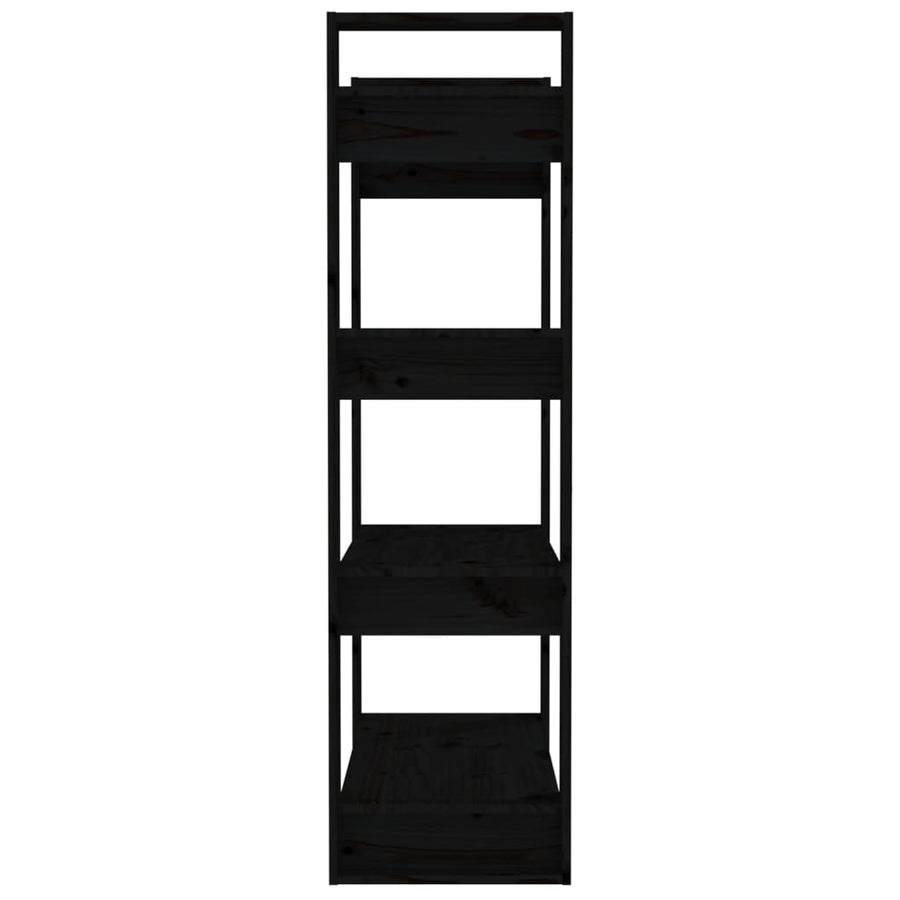 Boekenkast/kamerscherm 80x25x125 cm massief grenenhout zwart Zwart