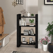 Boekenkast kamerscherm 80x35x125 cm massief grenenhout zwart