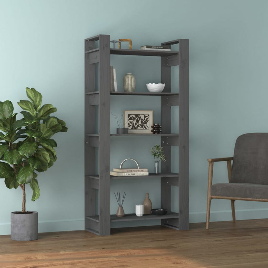 Boekenkast/Kamerscherm 80X35X60 Cm Massief Hout Grijs