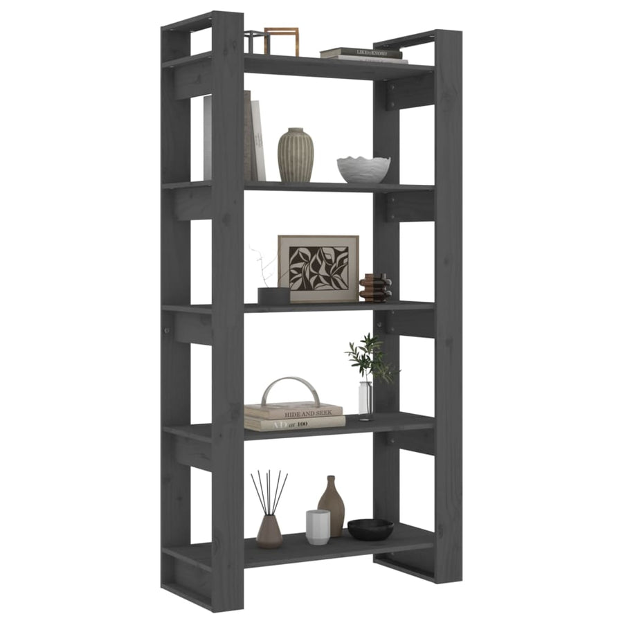 Boekenkast/Kamerscherm 80X35X60 Cm Massief Hout Grijs