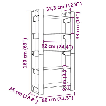 Boekenkast/Kamerscherm 80X35X60 Cm Massief Hout Grijs