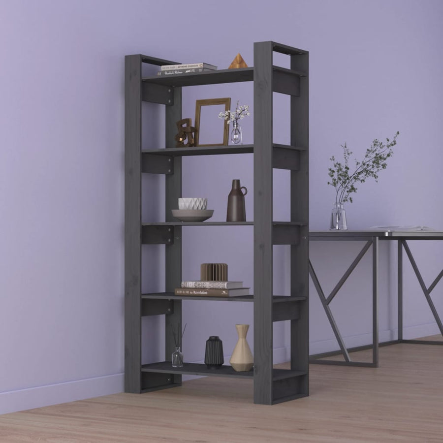 Boekenkast/Kamerscherm 80X35X60 Cm Massief Hout Grijs