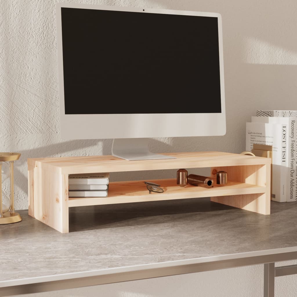 Monitorstandaard 50X24X3 Cm Massief Grenenhout Naturel