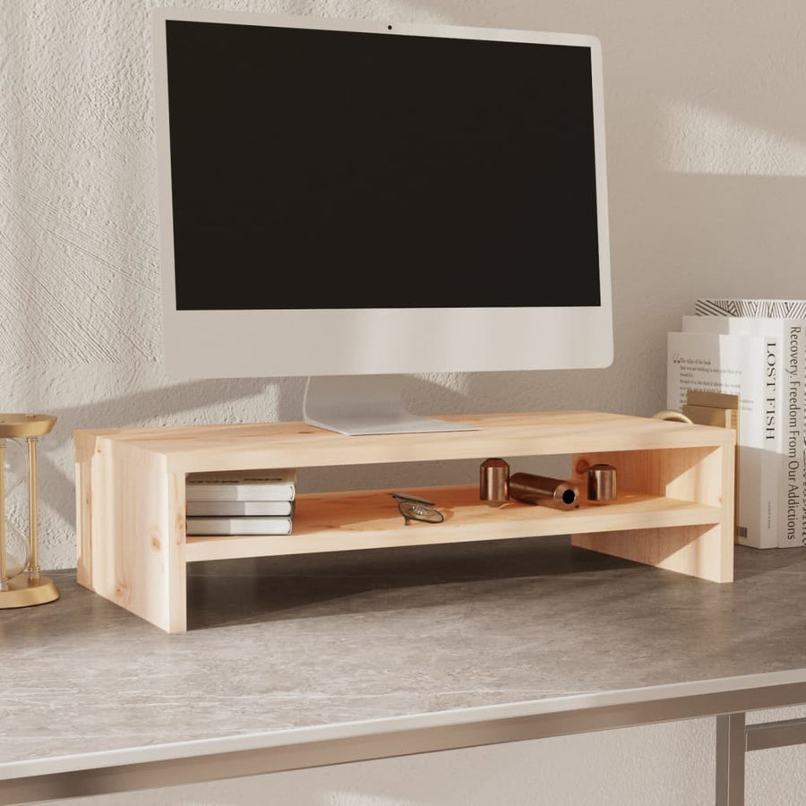 Monitorstandaard 50X24X3 Cm Massief Grenenhout Naturel