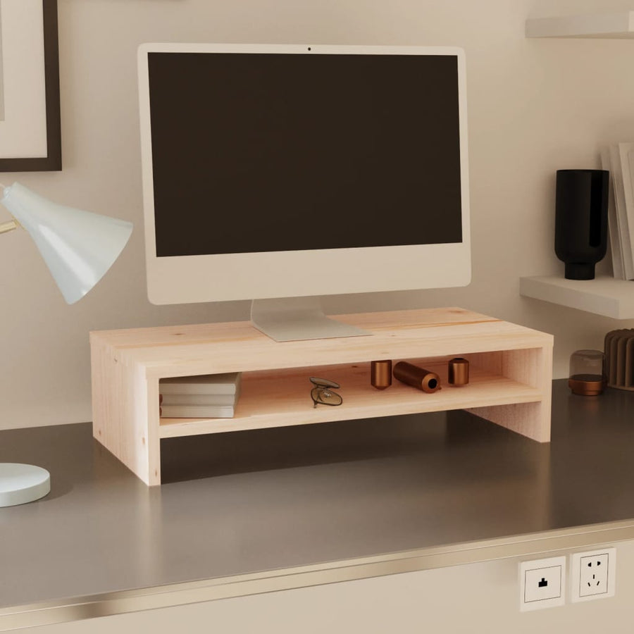 Monitorstandaard 50X24X3 Cm Massief Grenenhout Naturel