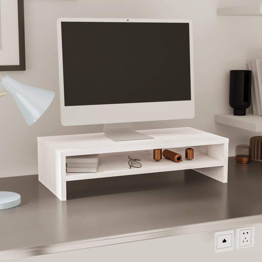 Monitorstandaard 50x24x13 cm massief grenenhout wit