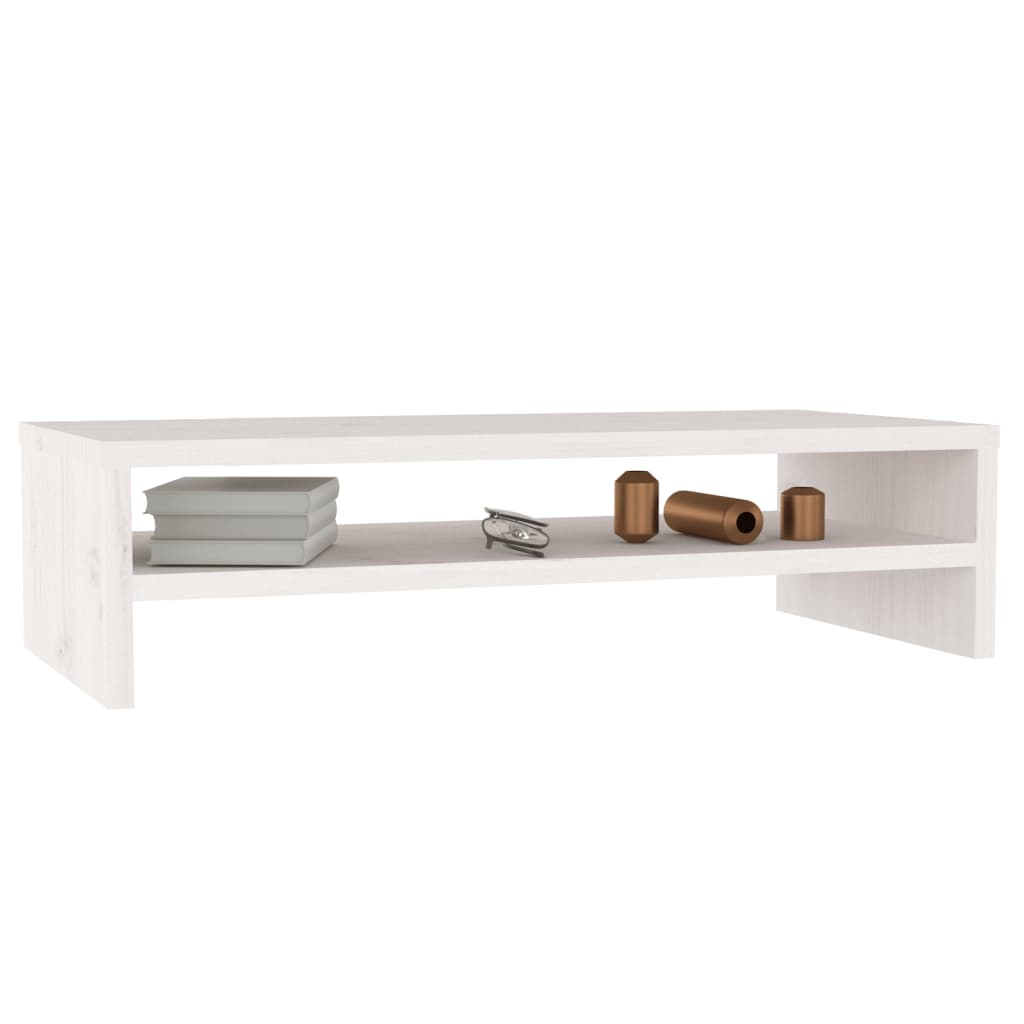 Monitorstandaard 50x24x13 cm massief grenenhout wit