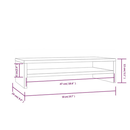Monitorstandaard 50x24x13 cm massief grenenhout wit