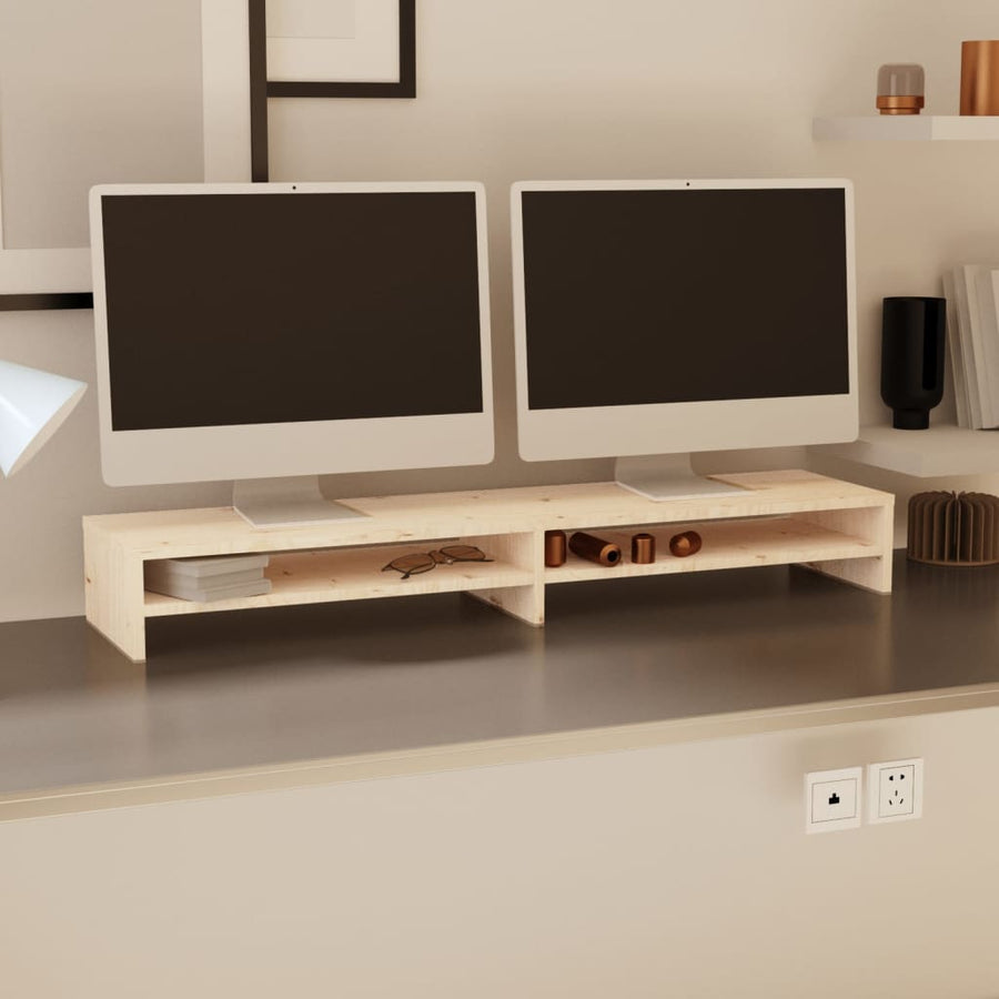 Monitorstandaard 00X24X3 Cm Massief Grenenhout Naturel