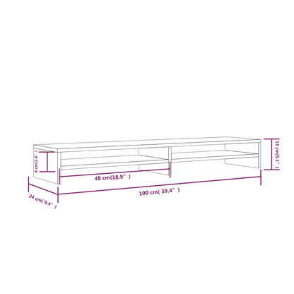 Monitorstandaard 00X24X3 Cm Massief Grenenhout Naturel
