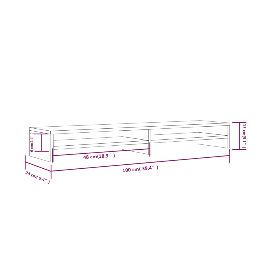 Monitorstandaard 00X24X3 Cm Massief Grenenhout Naturel