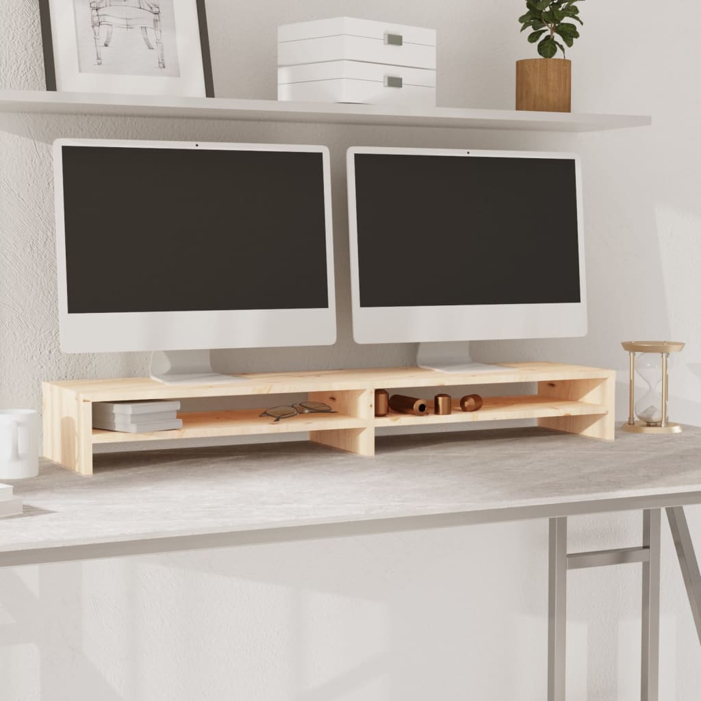 Monitorstandaard 00X24X3 Cm Massief Grenenhout Naturel