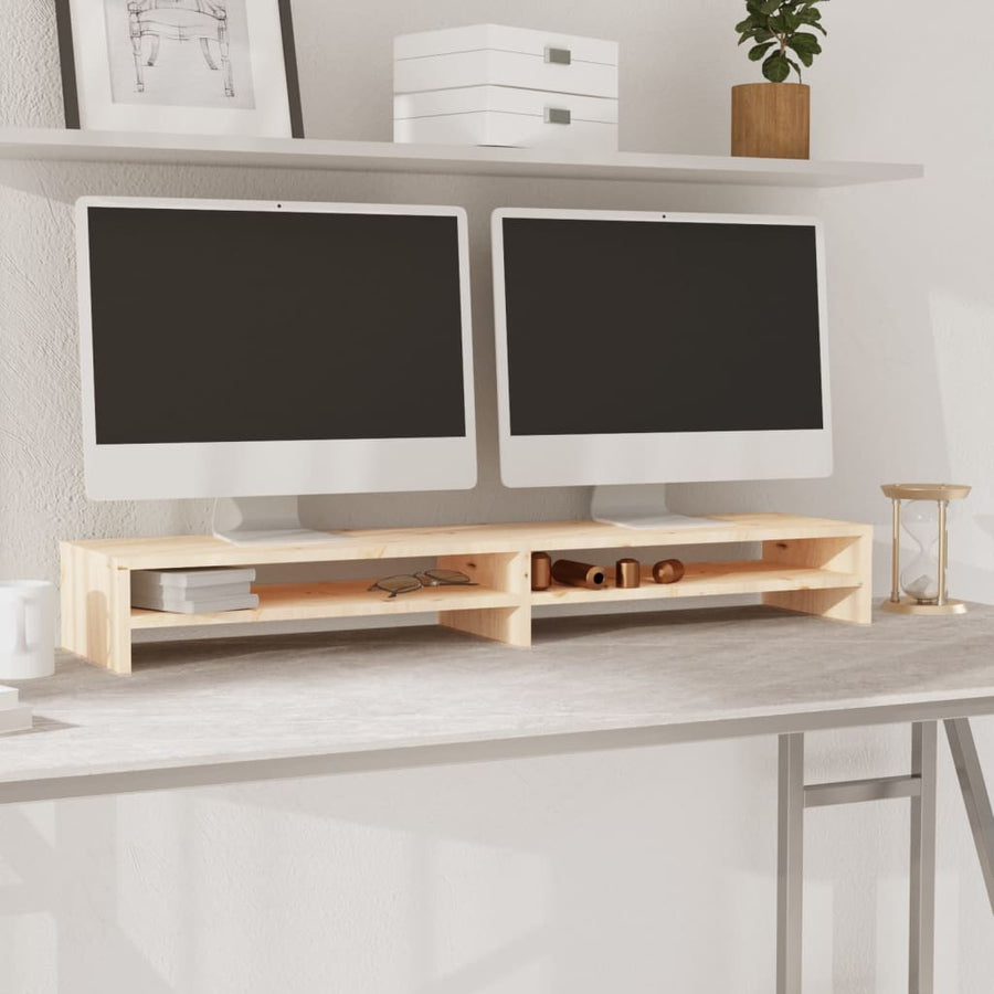 Monitorstandaard 00X24X3 Cm Massief Grenenhout Naturel