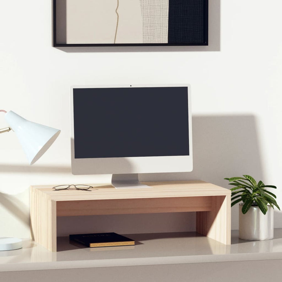Monitorstandaard 50X27X5 Cm Massief Grenenhout Naturel