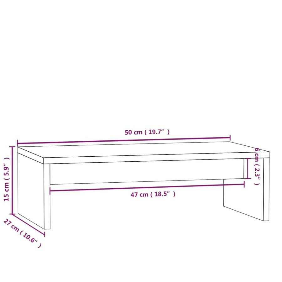 Monitorstandaard 50X27X5 Cm Massief Grenenhout Naturel