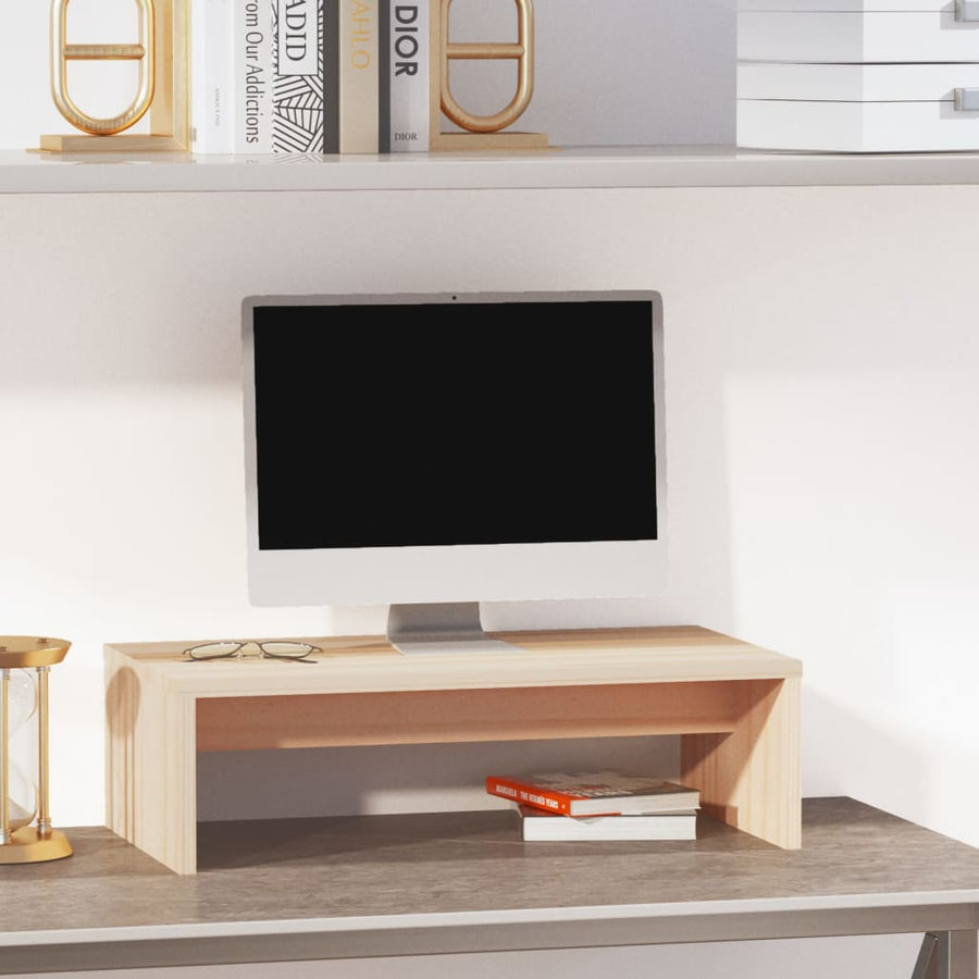 Monitorstandaard 50X27X5 Cm Massief Grenenhout Naturel