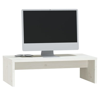 Monitorstandaard 50x27x15 cm massief grenenhout wit Wit