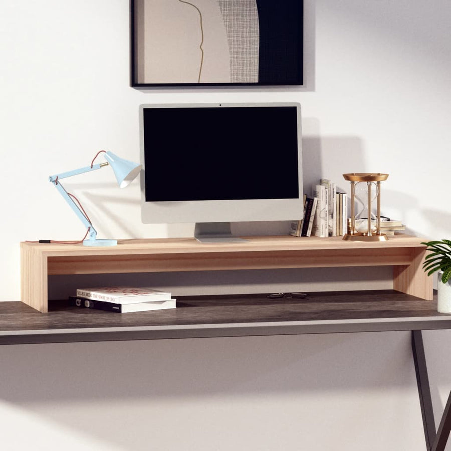 Monitorstandaard 00X27X5 Cm Massief Grenenhout Naturel