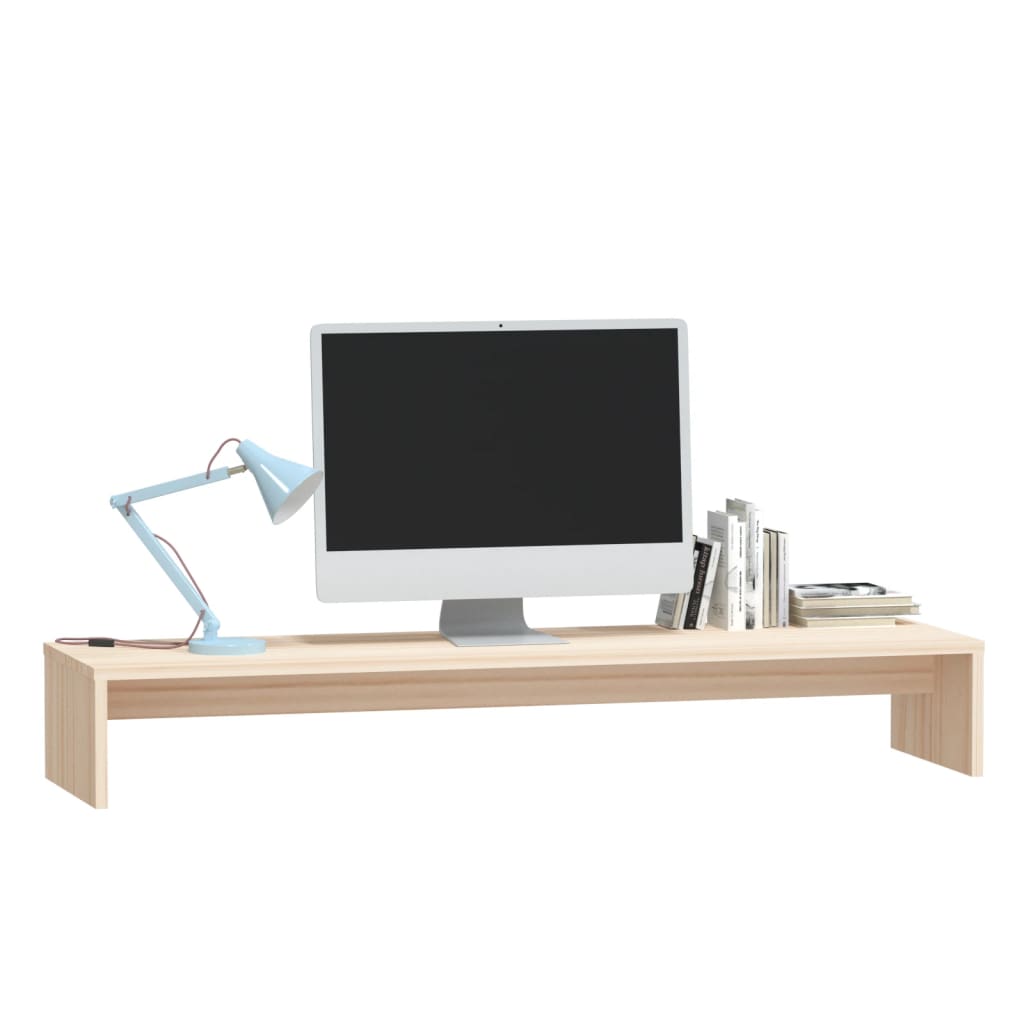 Monitorstandaard 00X27X5 Cm Massief Grenenhout Naturel