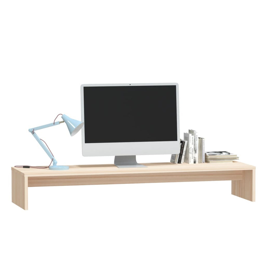 Monitorstandaard 00X27X5 Cm Massief Grenenhout Naturel