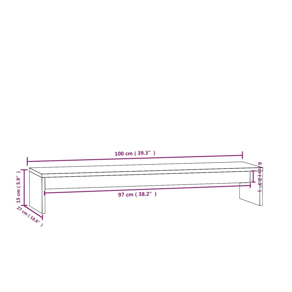 Monitorstandaard 00X27X5 Cm Massief Grenenhout Naturel