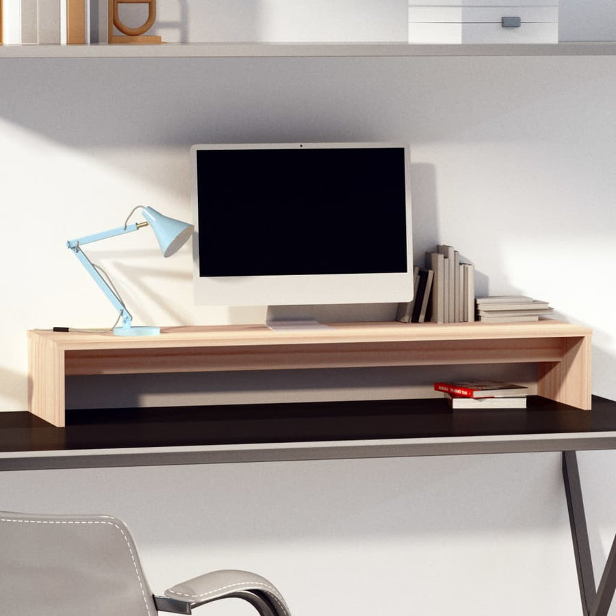 Monitorstandaard 00X27X5 Cm Massief Grenenhout Naturel