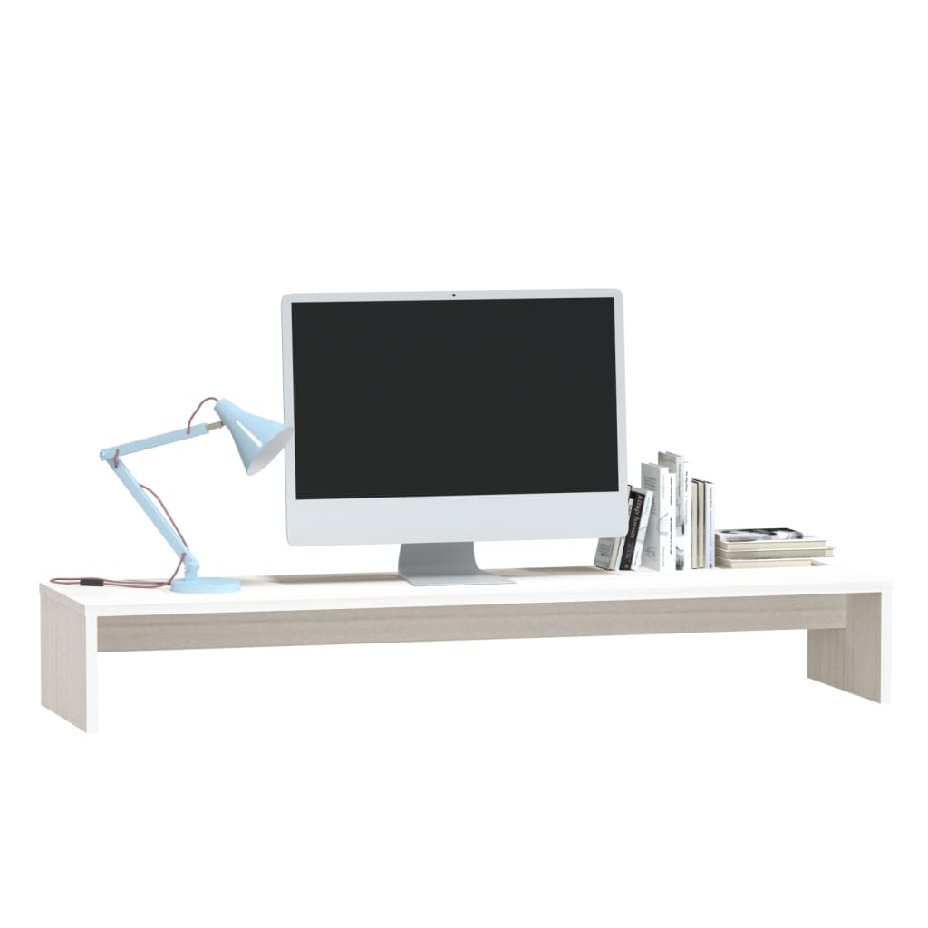Monitorstandaard 00X27X5 Cm Massief Grenenhout Wit
