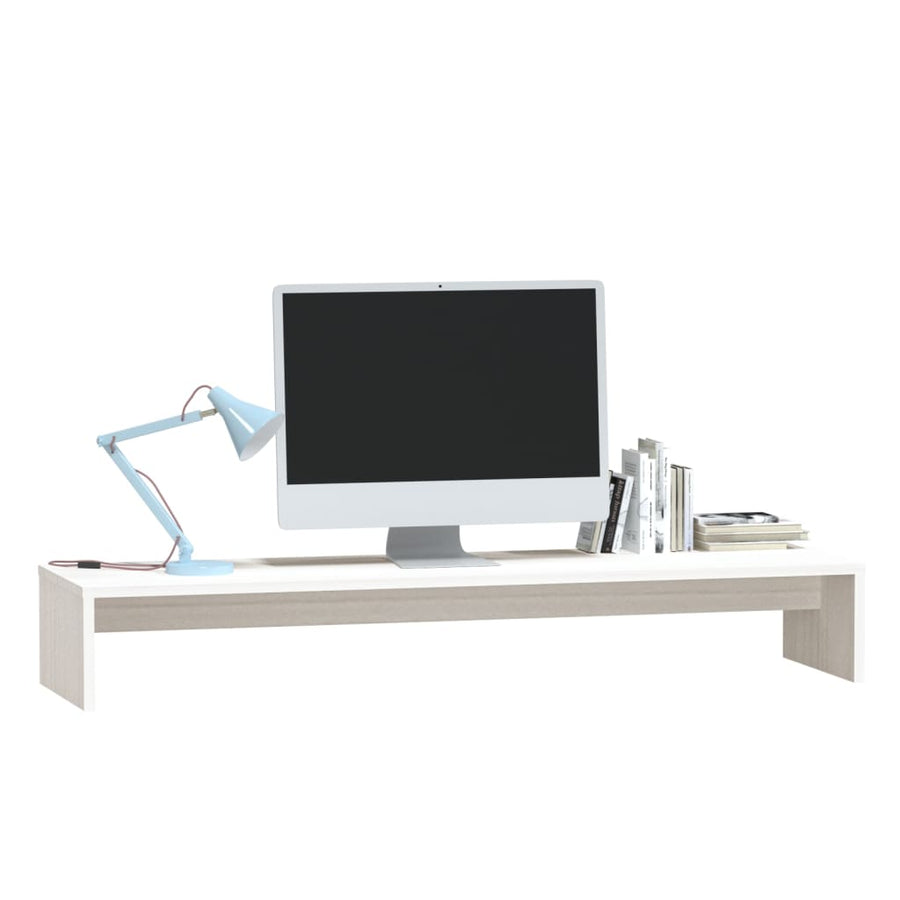 Monitorstandaard 00X27X5 Cm Massief Grenenhout Wit