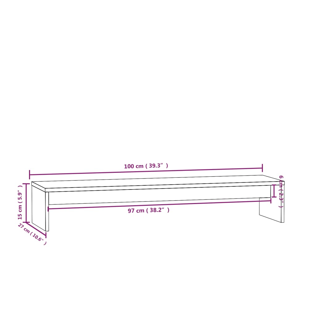 Monitorstandaard 00X27X5 Cm Massief Grenenhout Wit