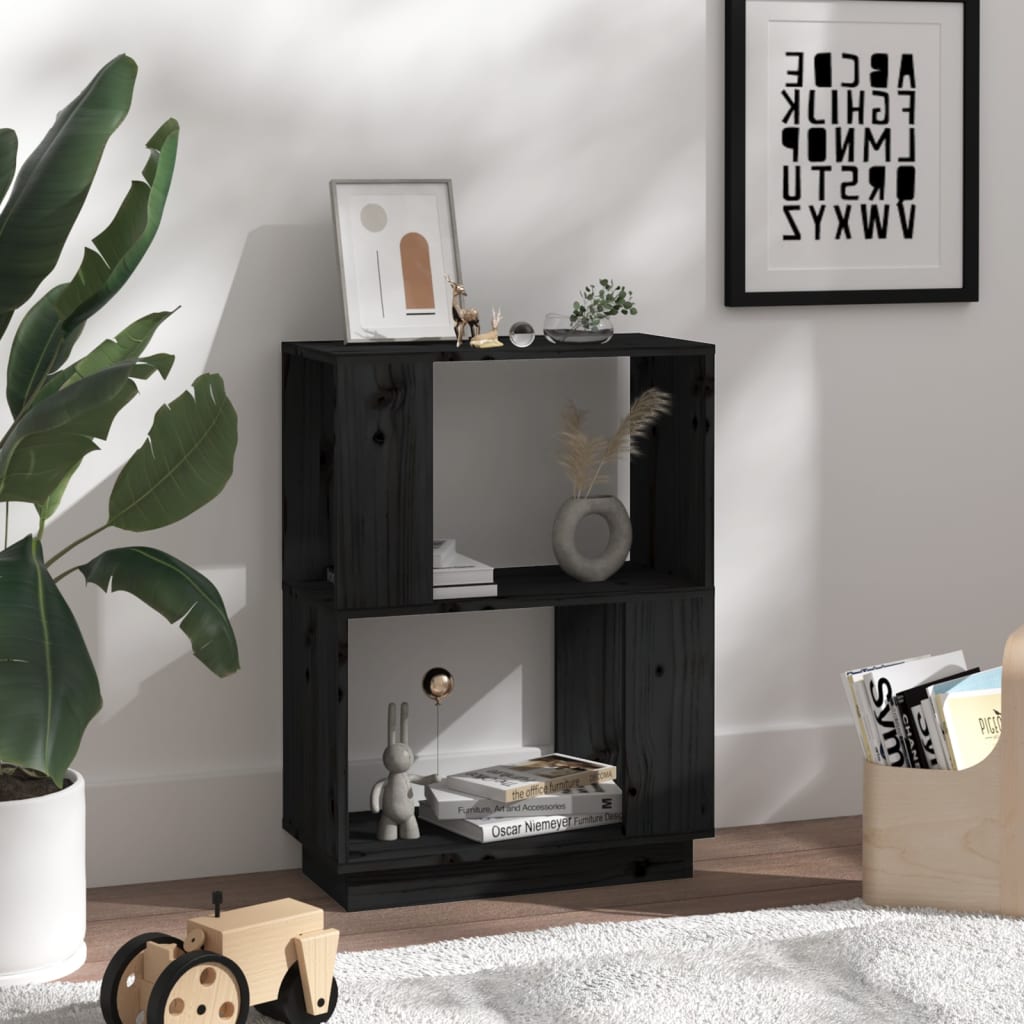Boekenkast/Kamerscherm 5X25X70 Cm Massief Grenenhout Zwart