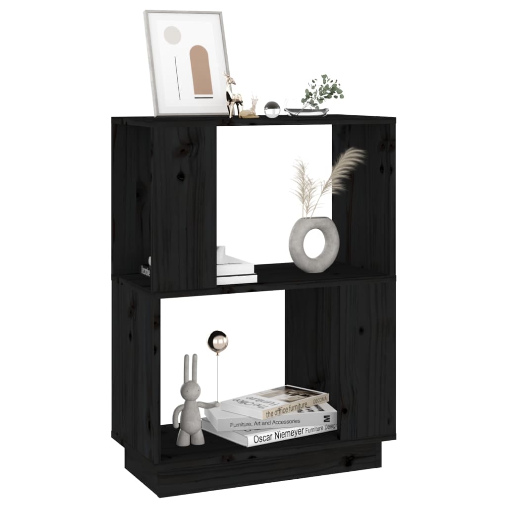 Boekenkast/Kamerscherm 5X25X70 Cm Massief Grenenhout Zwart