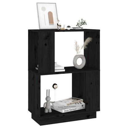 Boekenkast/Kamerscherm 5X25X70 Cm Massief Grenenhout Zwart