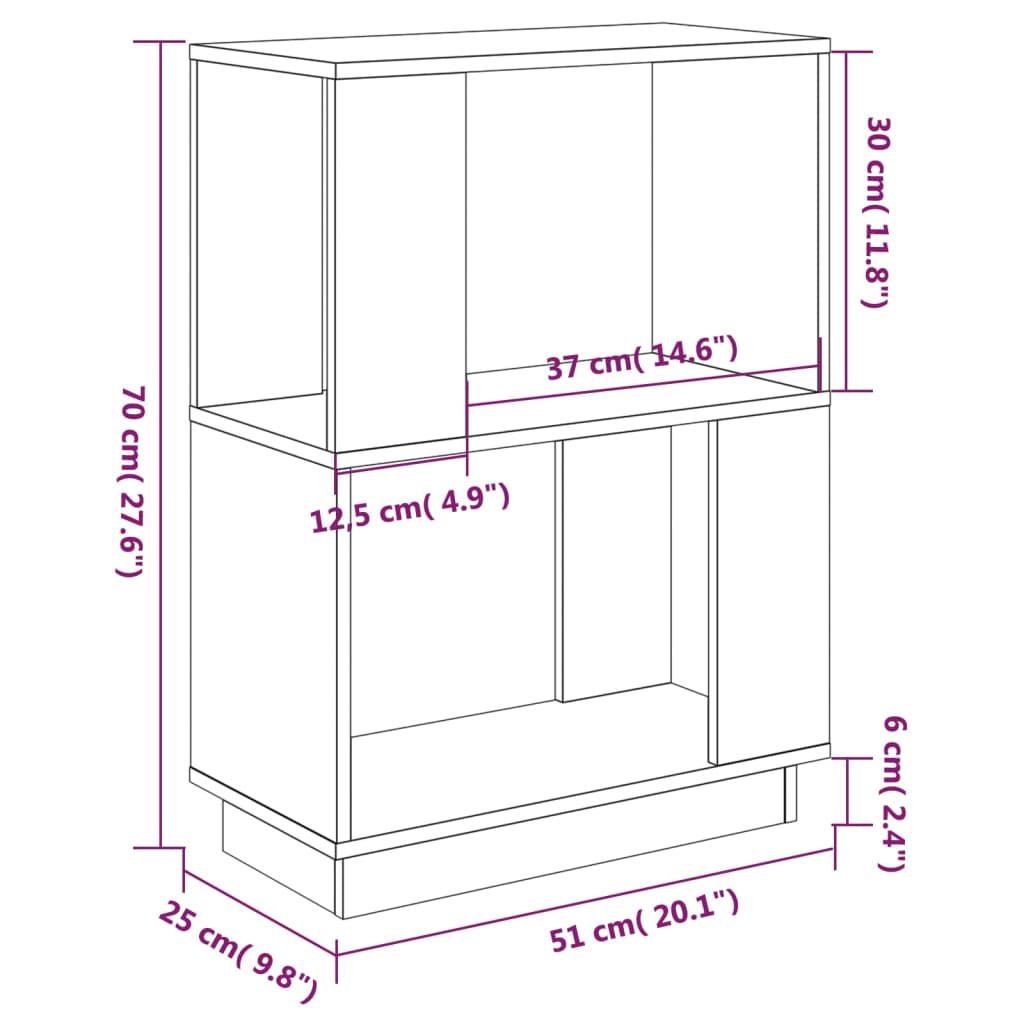 Boekenkast/Kamerscherm 5X25X70 Cm Massief Grenenhout Zwart