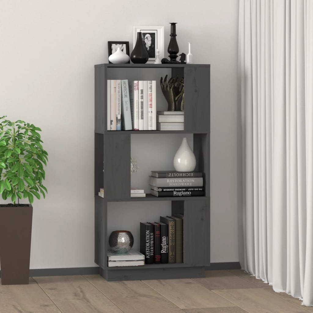 Boekenkast/Kamerscherm 5X25X0 Cm Massief Grenenhout Grijs