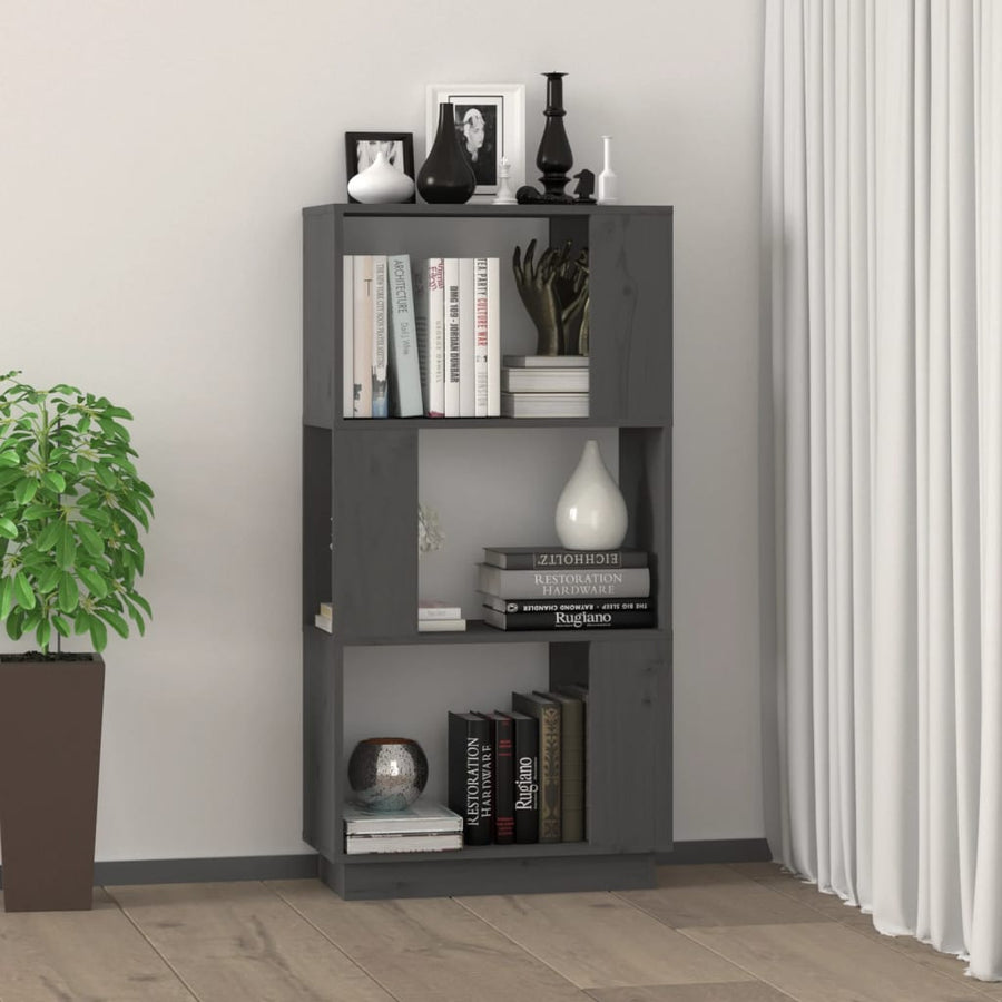 Boekenkast/Kamerscherm 5X25X0 Cm Massief Grenenhout Grijs