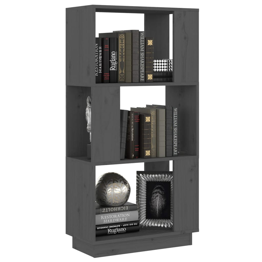 Boekenkast/Kamerscherm 5X25X0 Cm Massief Grenenhout Grijs